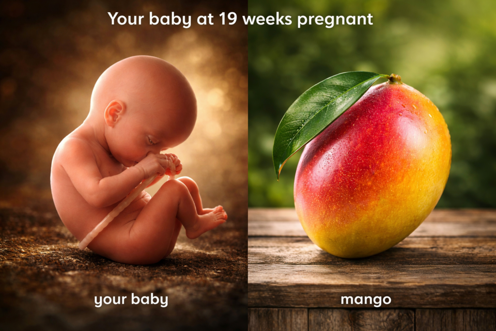 19 Weeks Pregnancy big is baby at 19 Weeks Pregnancy baby look like in the womb 19 week ultrasound 19 Weeks Pregnancy Symptoms Pregnant Belly at 19 Weeks Pregnancy