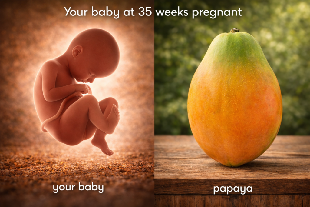 35 Weeks Pregnancy 35 week ultrasound Signs of Labor at 35 Weeks baby be born at 35 weeks How big is a baby at 35 Weeks 35 Weeks Pregnancy Symptoms